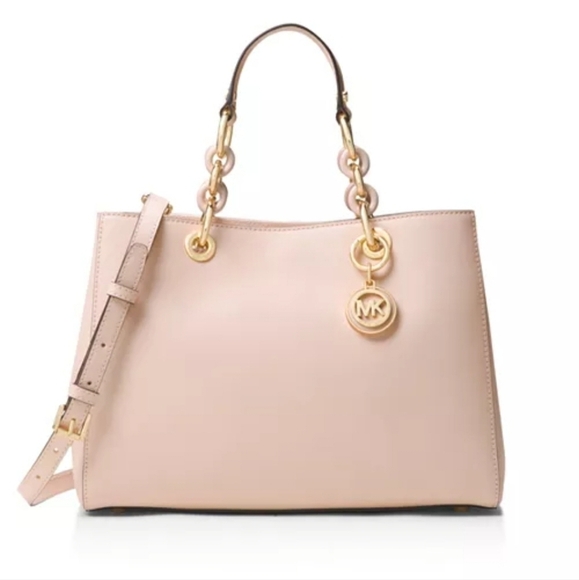 Michael Kors Cynthia‎ Medium Saffiano Leather Satchel with Shoulder Strap - Picture 1 of 16